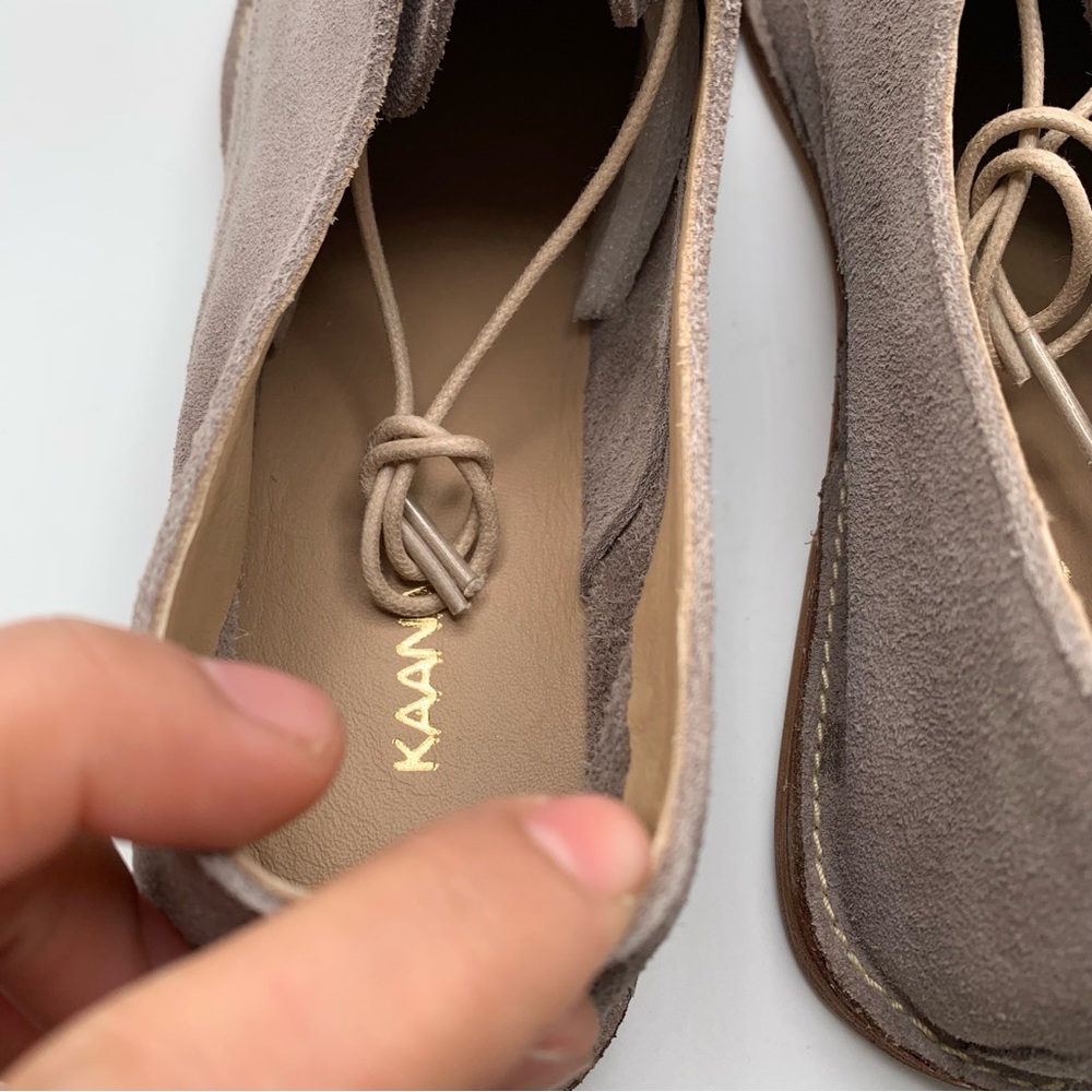 NWB KAANAS Women's Fiano Lace-Up Oxford Flat Shoe size 11 suede taupe - Picture 7 of 10